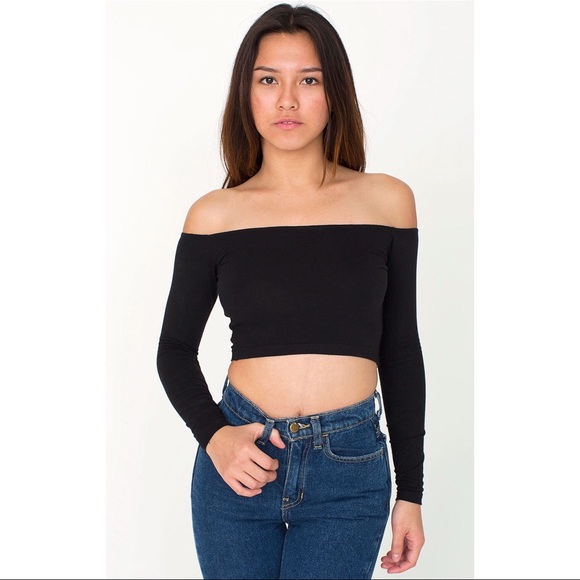 American Apparel Tops - Cotton Spandex Long Sleeve Off-Shoulder Top